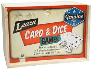 wooden box learn card and dice games
