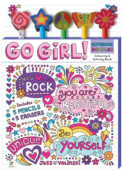 go girl notebook doodles colouring and activity